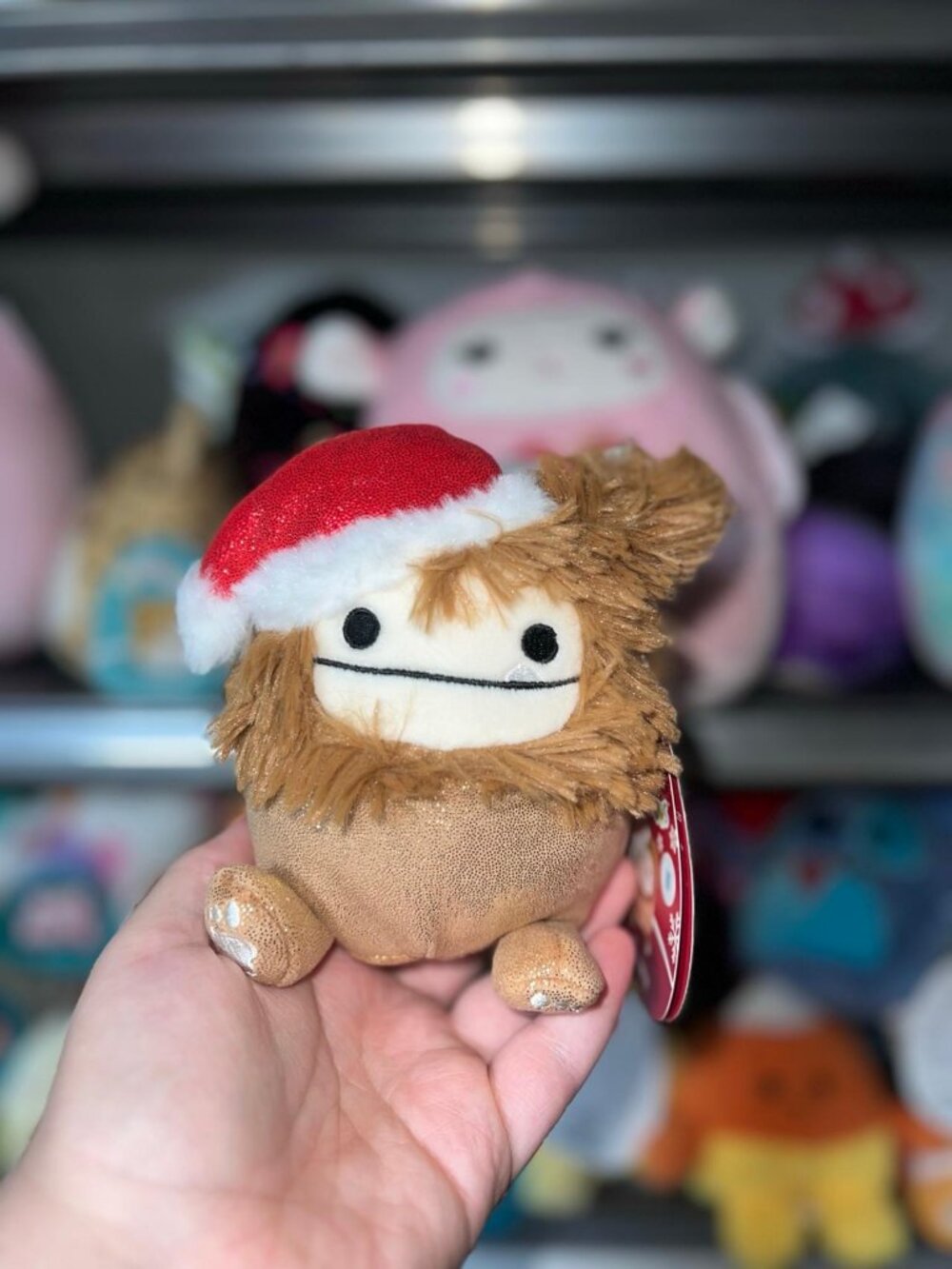 Squishmallows Benny the Bigfoot Christmas Santa Hat Sparkly Gold 5” NWT GLITTER